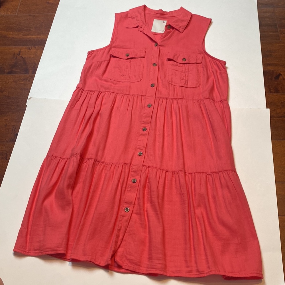 SO Pink Sleeveless Buttoned Babydoll Dress Size Medium